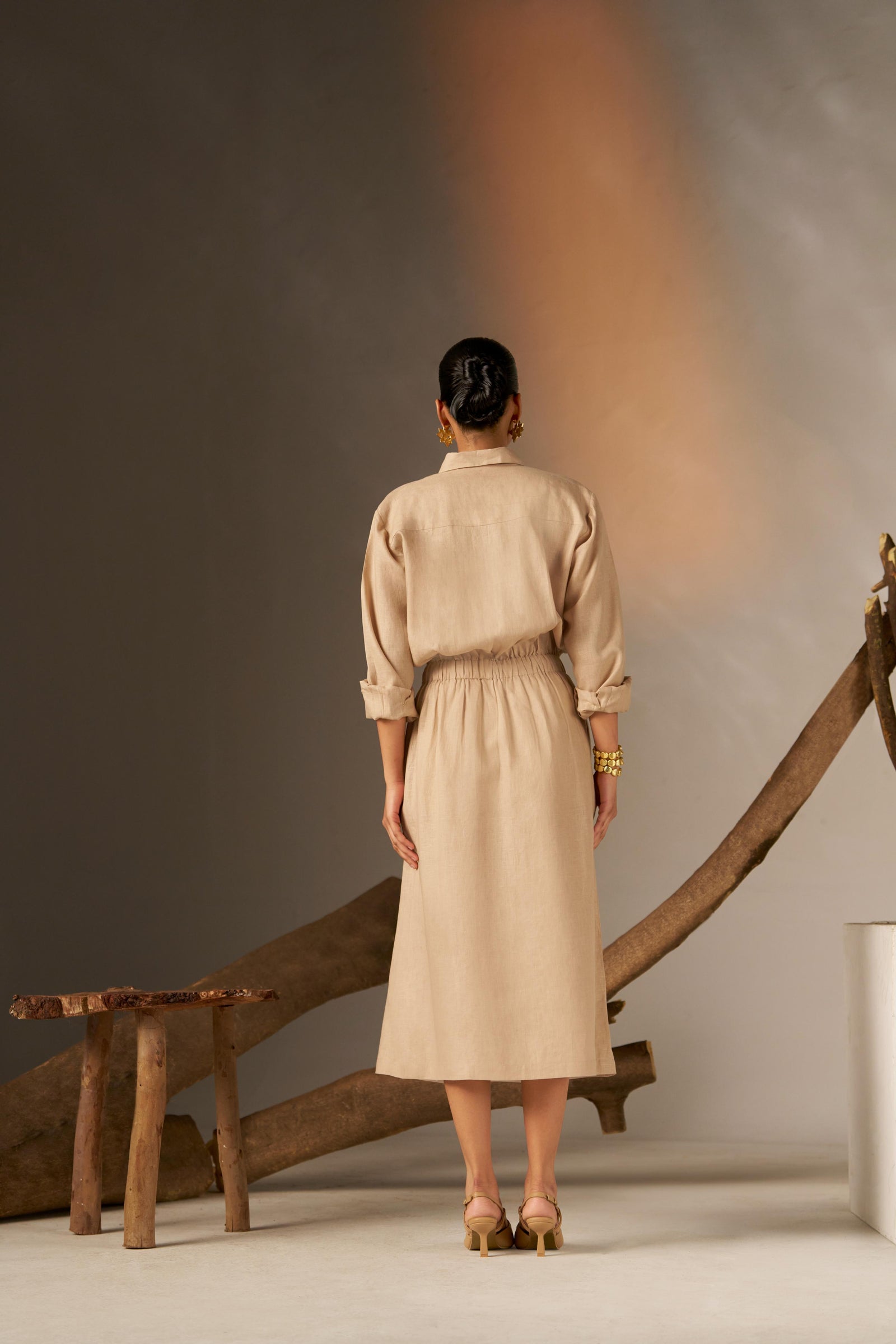 A Sophisticated Shirt Dress In A Soft Cosmic Latte Hue