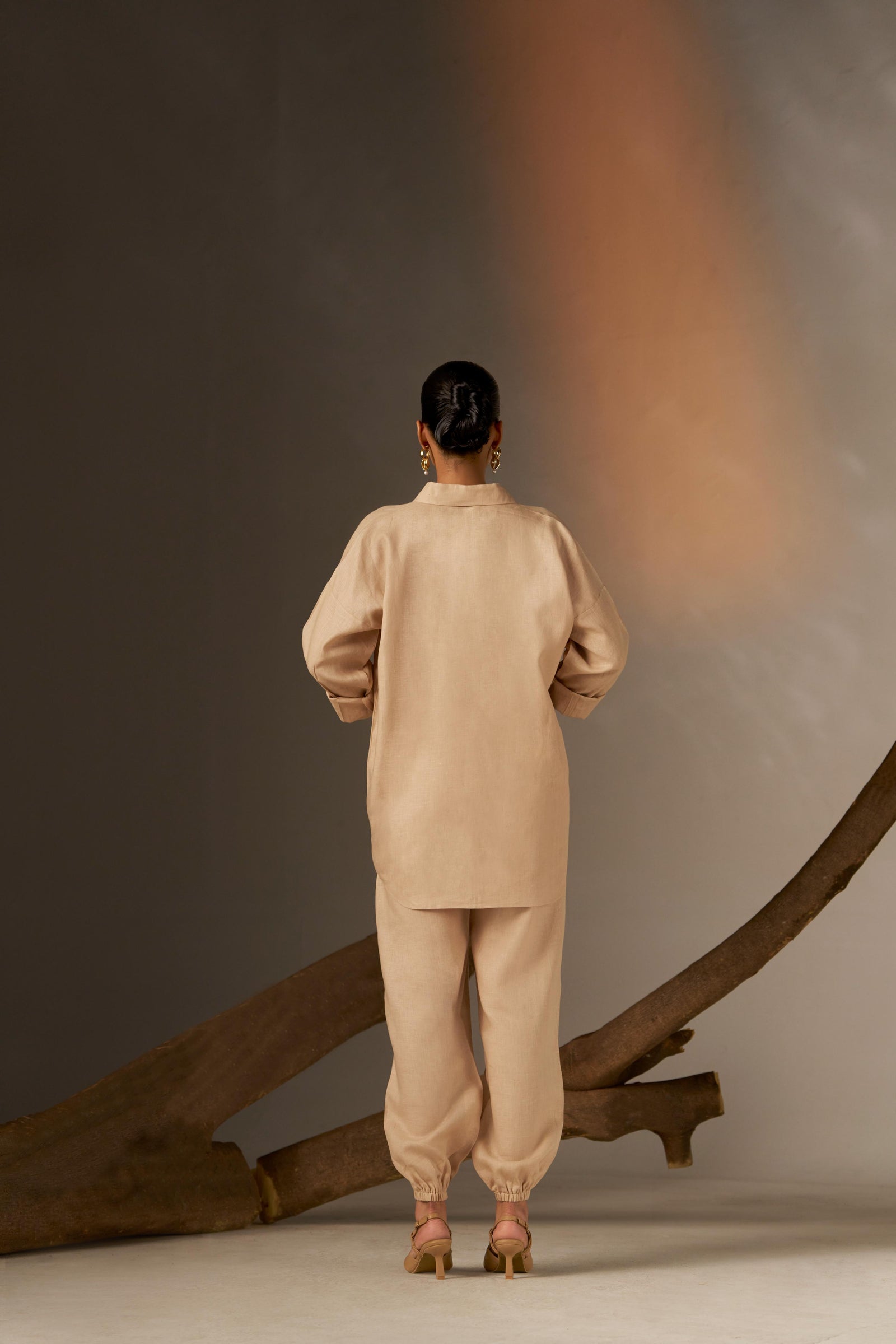 A Drop Shoulder Shirt In A Soft Cosmic Latte Tone