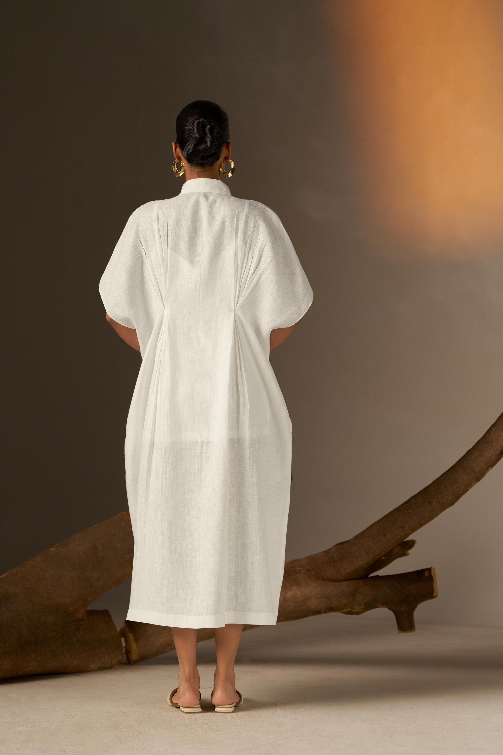 A Classic White Mid-Length Shirt Dress