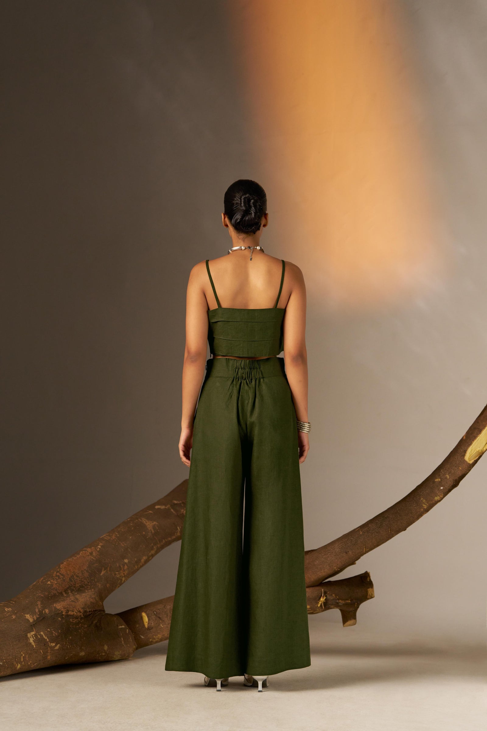 A Modern Layered Olive Green Crop Top