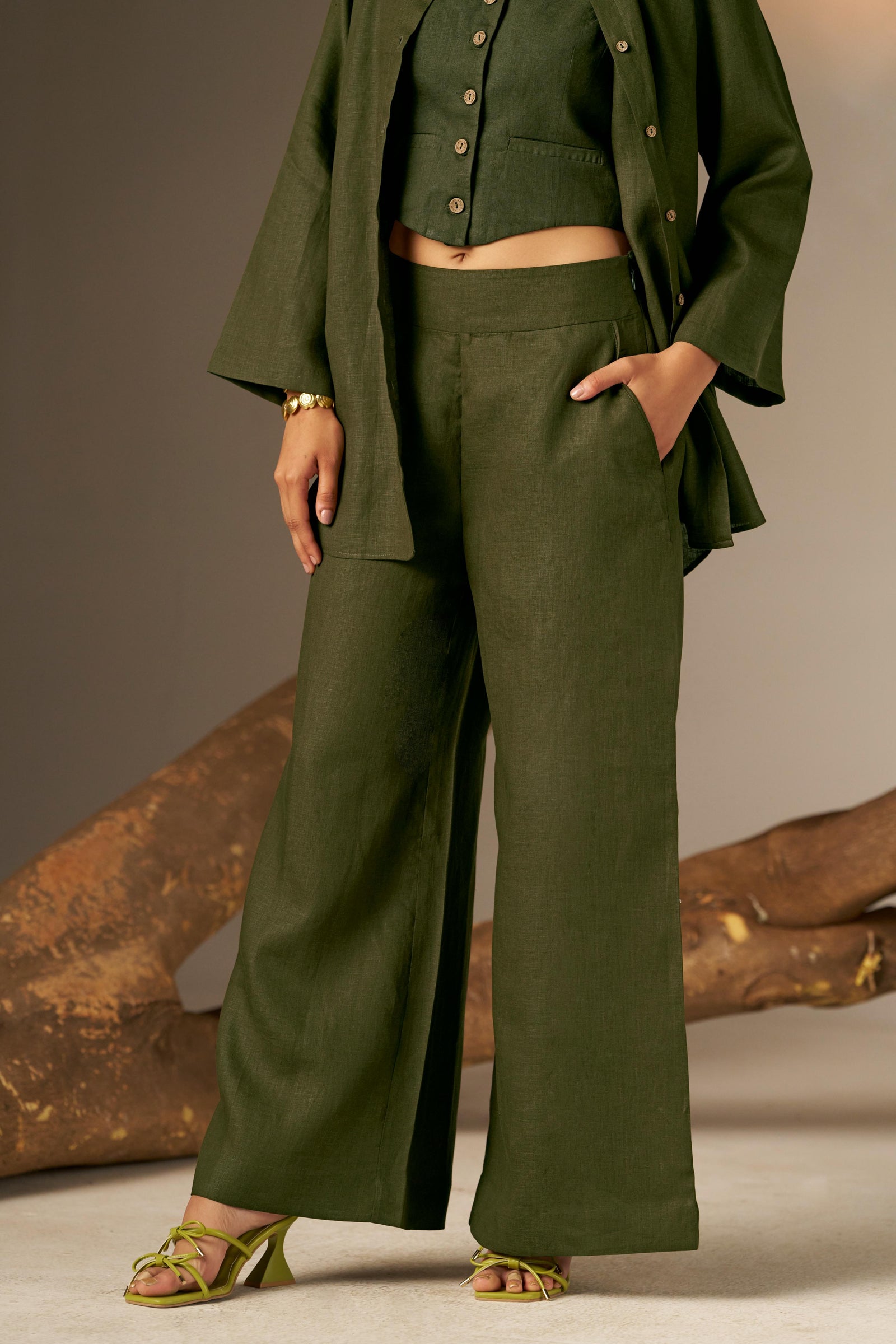 A Classic Olive Green Flared Pants