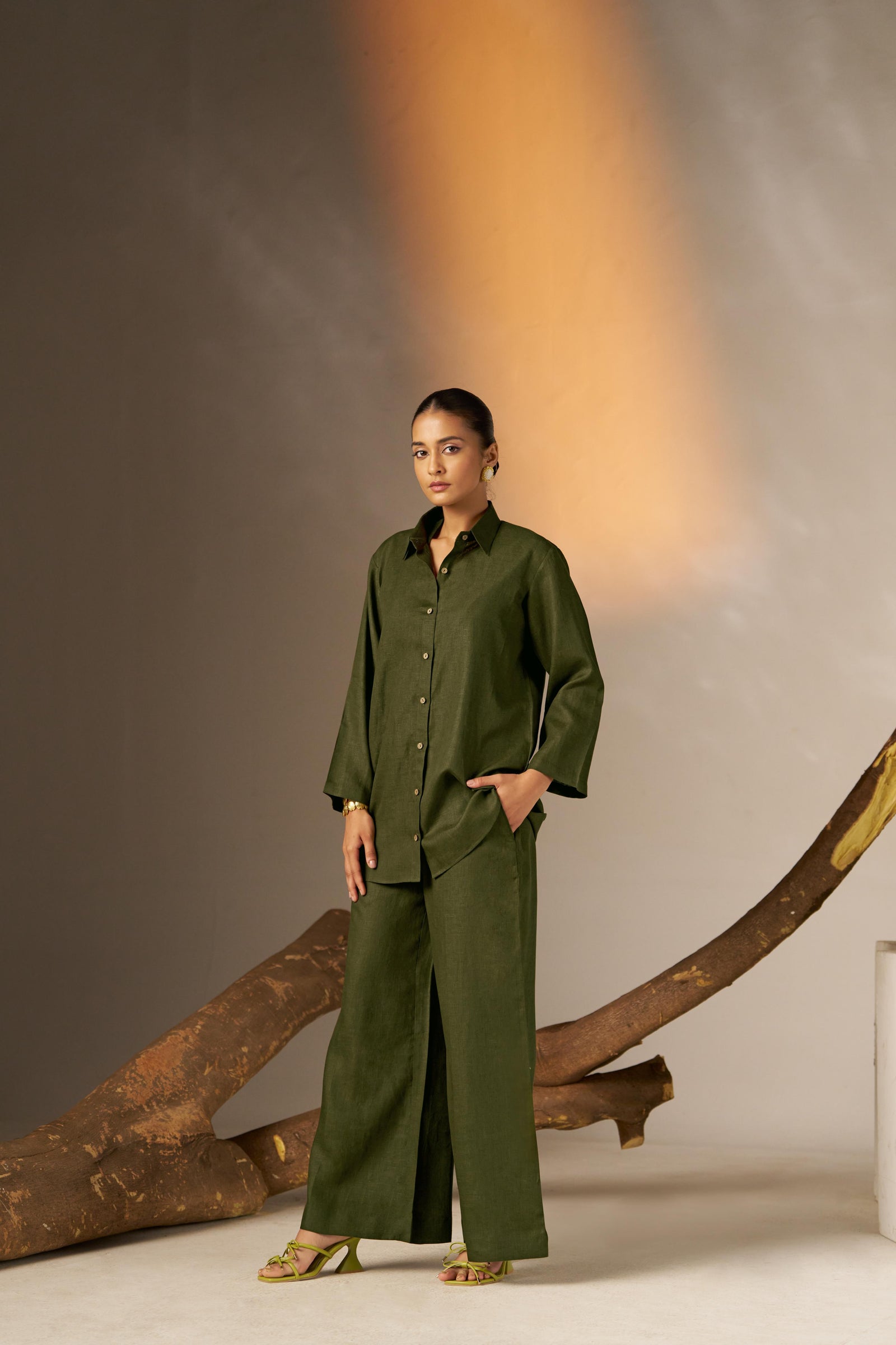 A Classic Olive Green Flared Pants