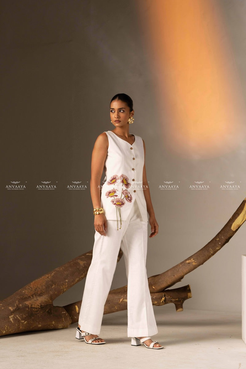 White Straight Fit Pants