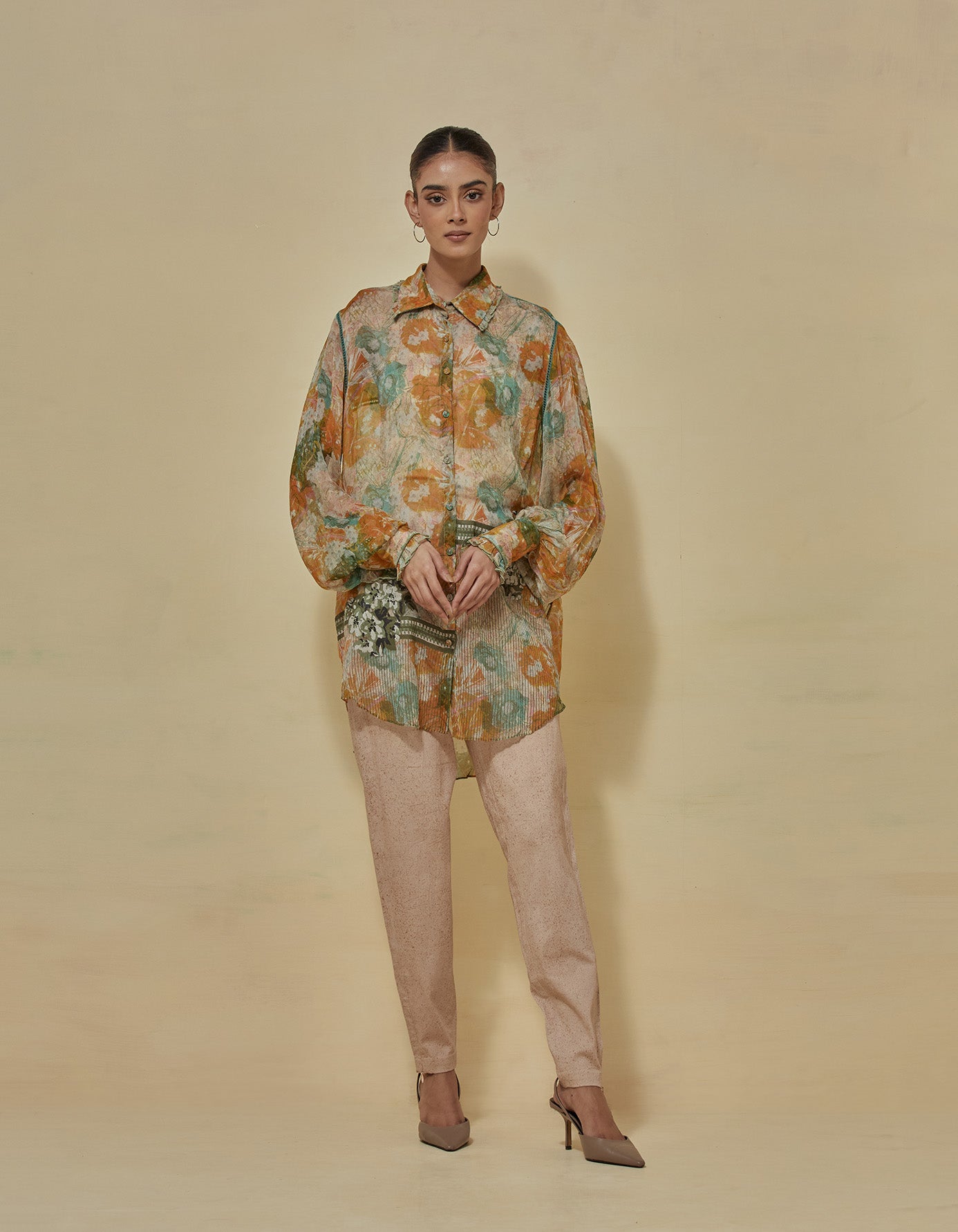 Chiffon printed long shirt