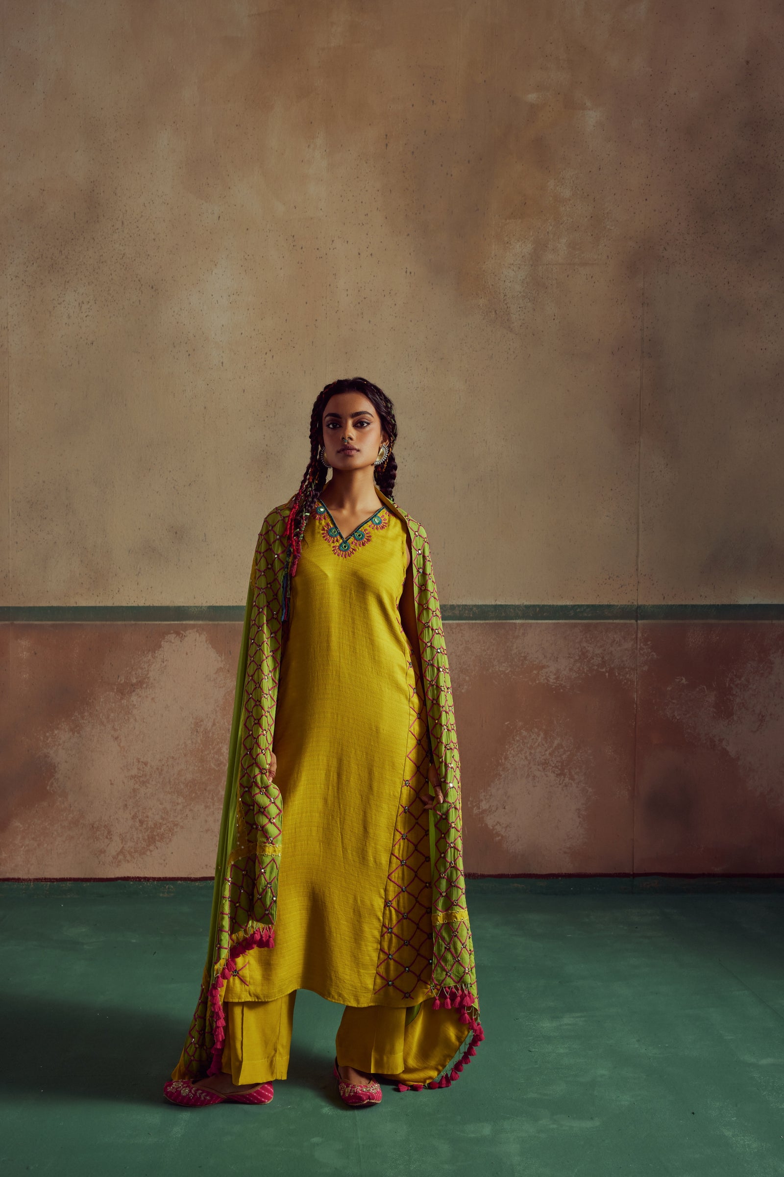 yellow suit set with dupatta