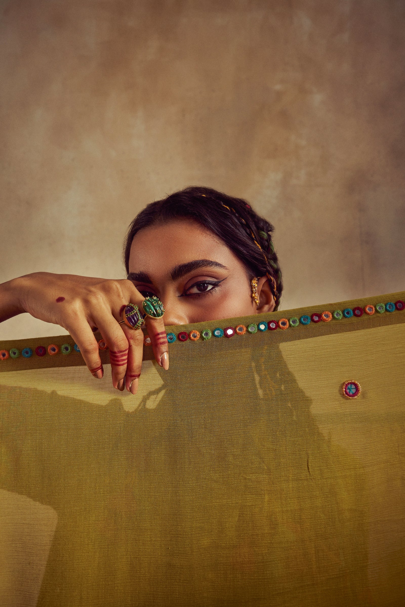 green short choli anarkali suit set