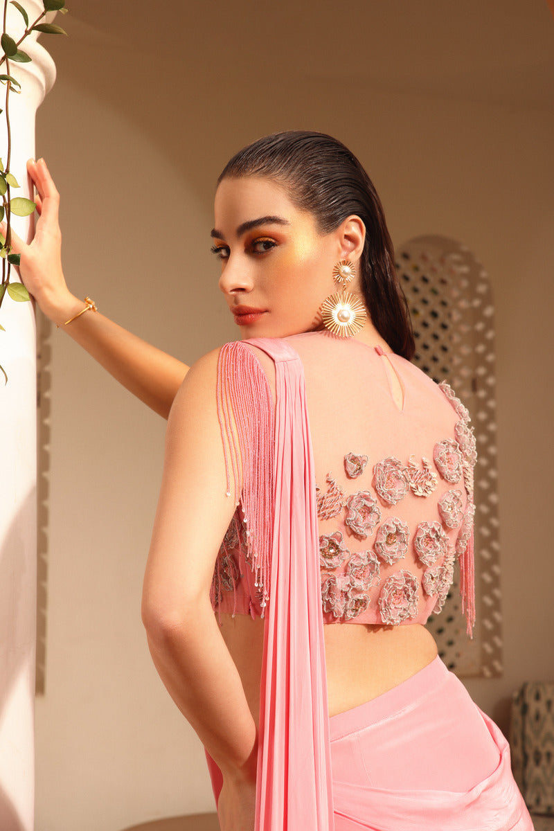 Concept Saree in a Beautiful Cherry Pink Color