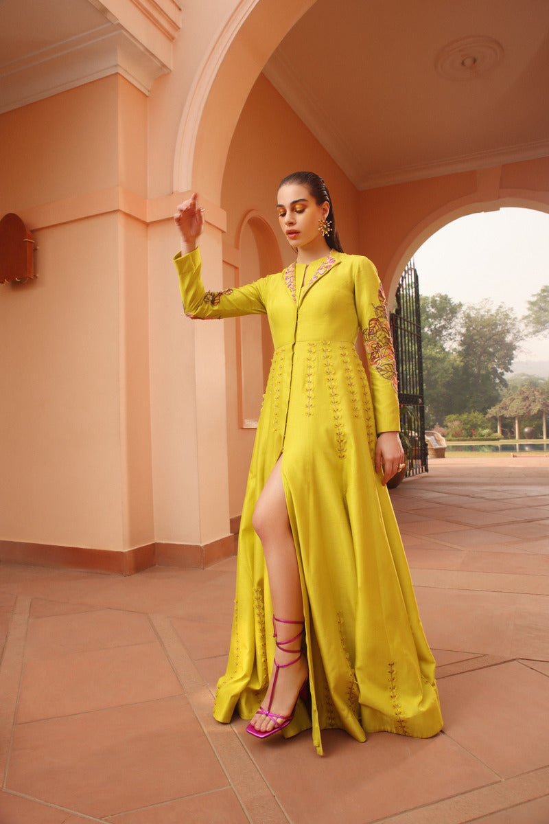 One Piece of Dress in Pop Color Chartreuse Green