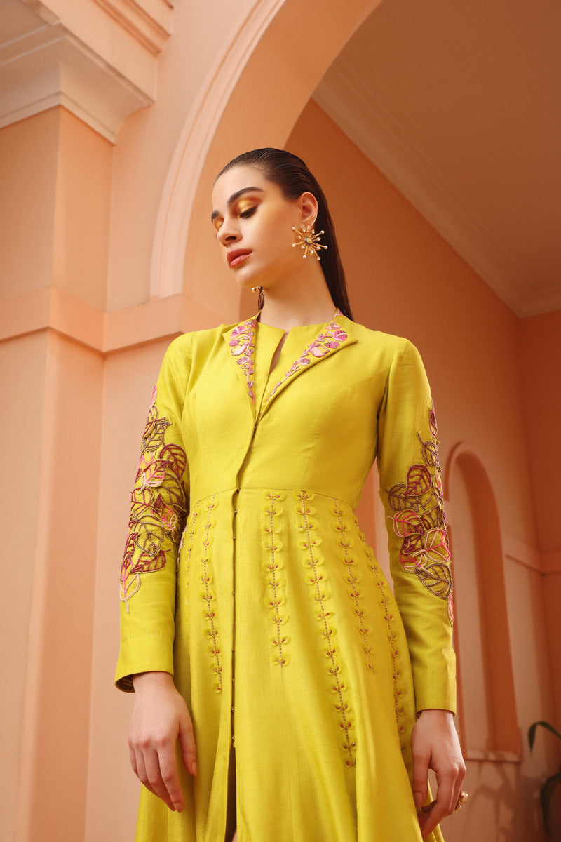 One Piece of Dress in Pop Color Chartreuse Green