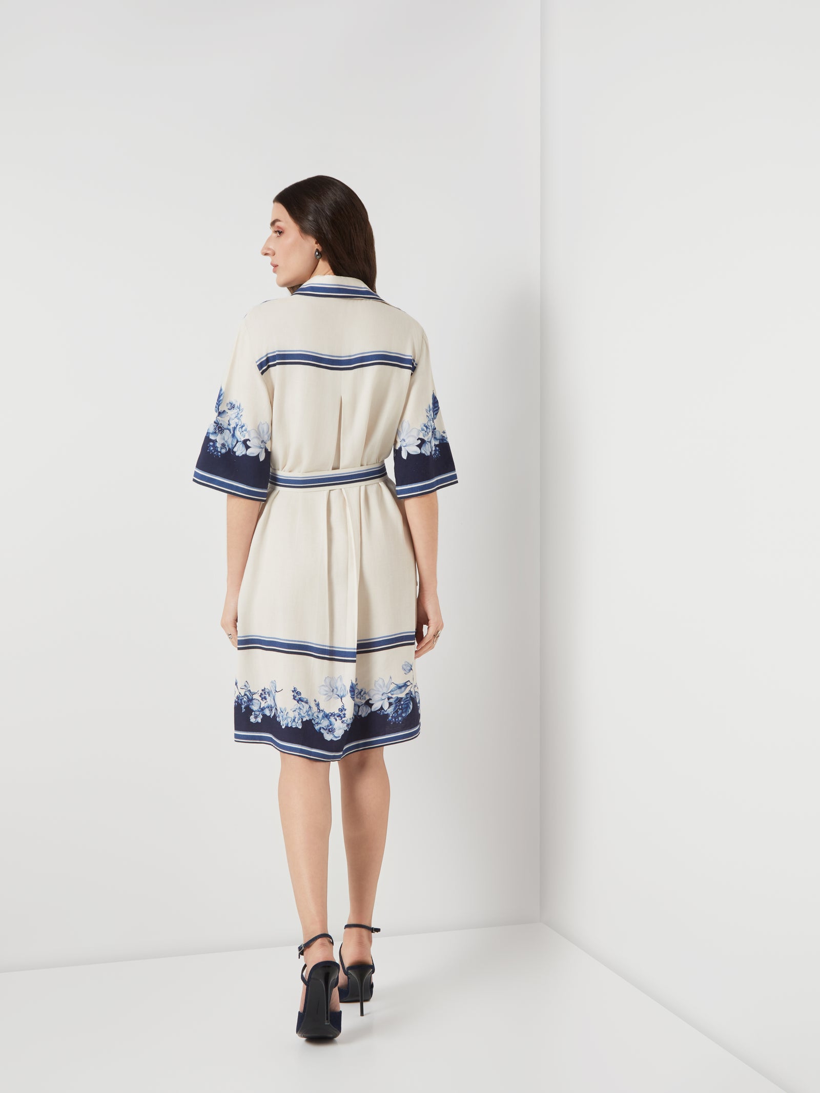 Bleu Creme Blocked Shirt Dress