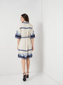 Bleu Creme Blocked Shirt Dress
