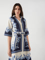 Bleu Creme Blocked Shirt Dress