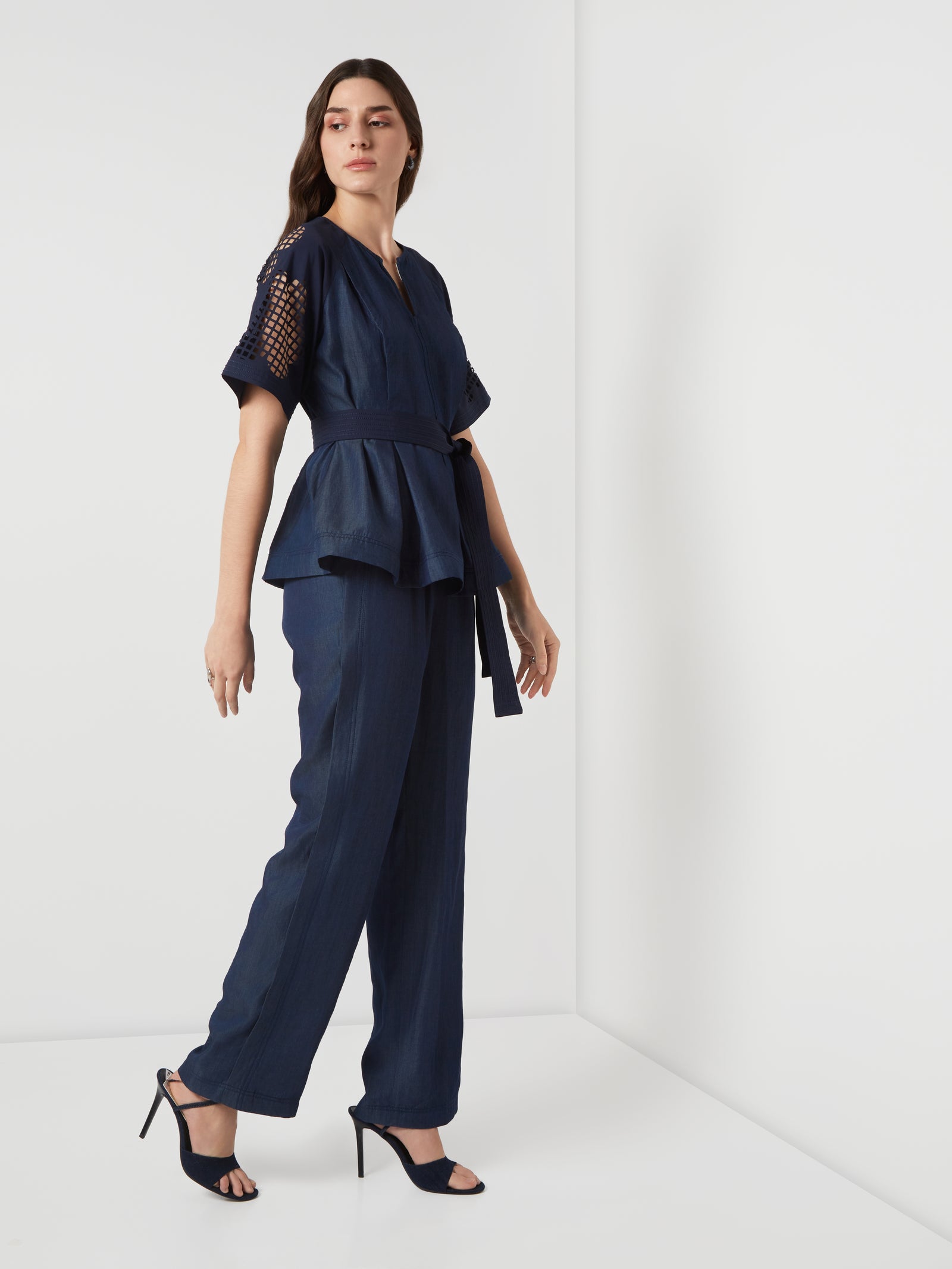 Tencel Denim Peplum Top