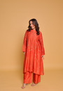 Orange Cord Set With Hand Embroidery Is Perfect For Any Occasion
