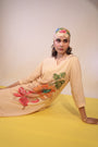 beige floral placement kurti