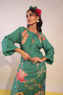 green floral placement kurti