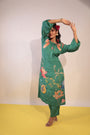 green floral placement kurti