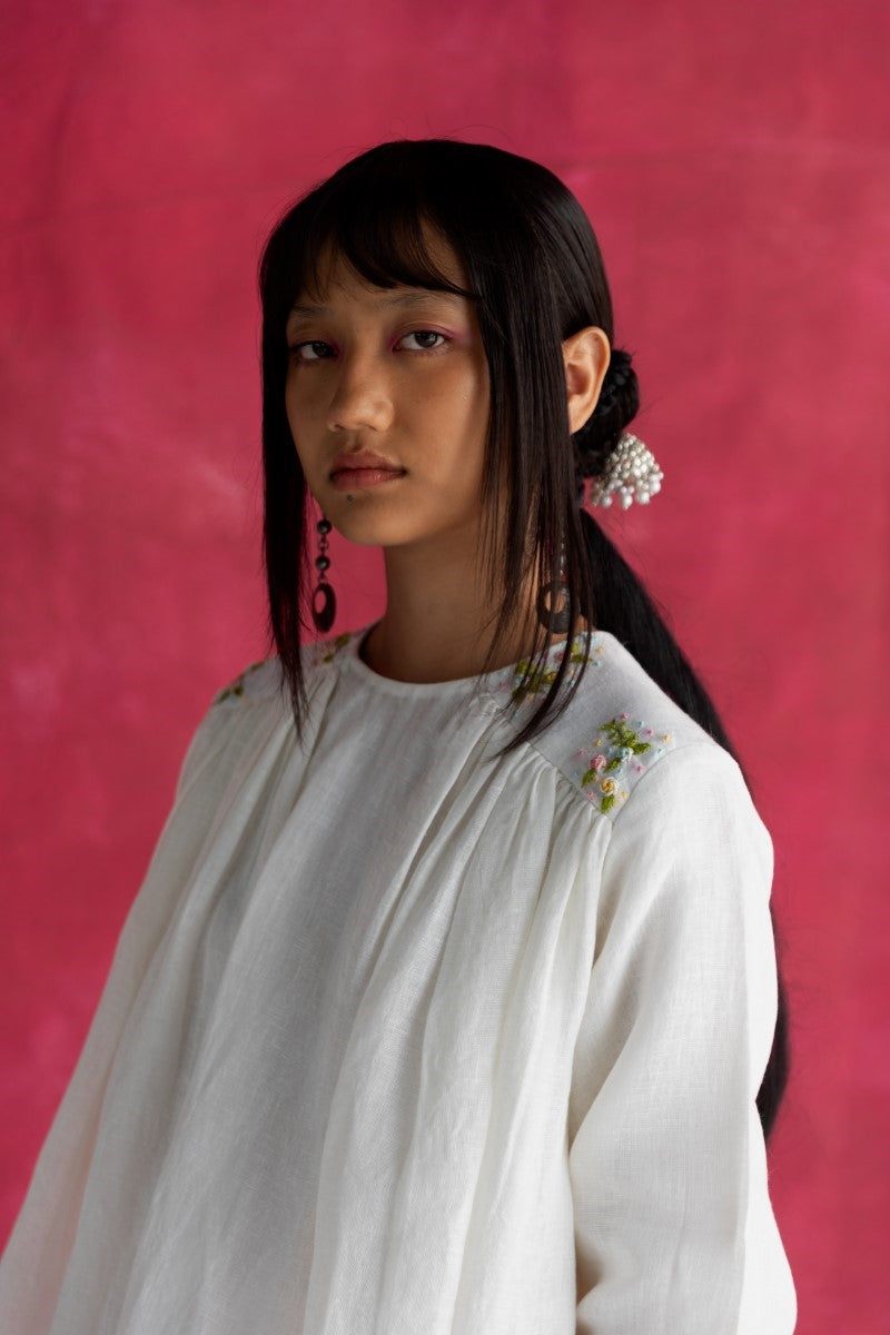 Ivory Linen Fabric Top