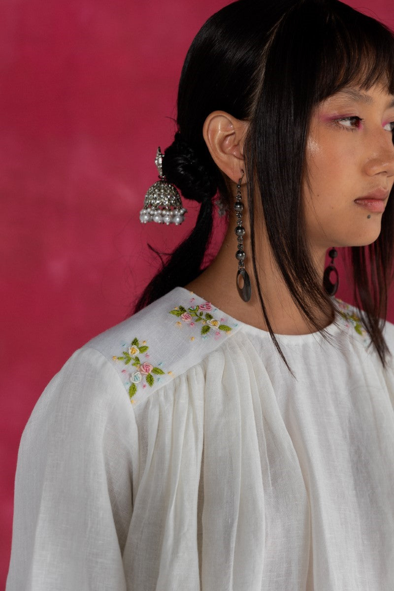 Ivory Linen Fabric Top