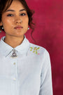 Pastel Blue Linen Shirt Dress