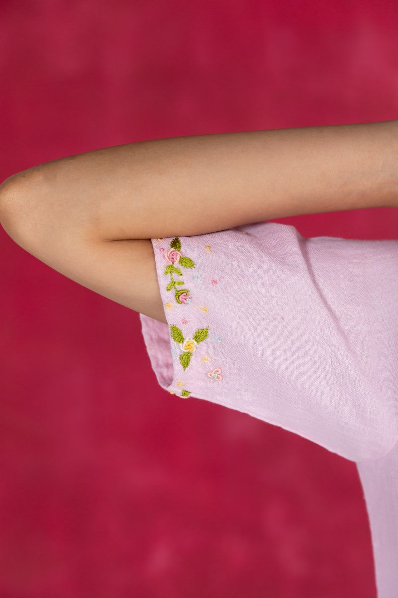 Pastel Pink Calf-Length Dress