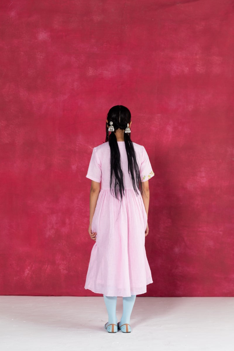 Pastel Pink Calf-Length Dress