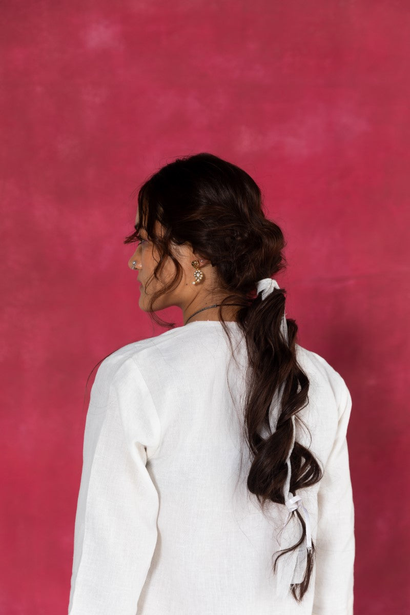 Ivory Calf-Length Shirt Dress