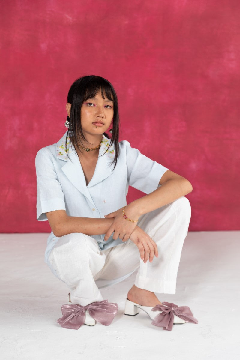 Pastel Blue Linen Shirt
