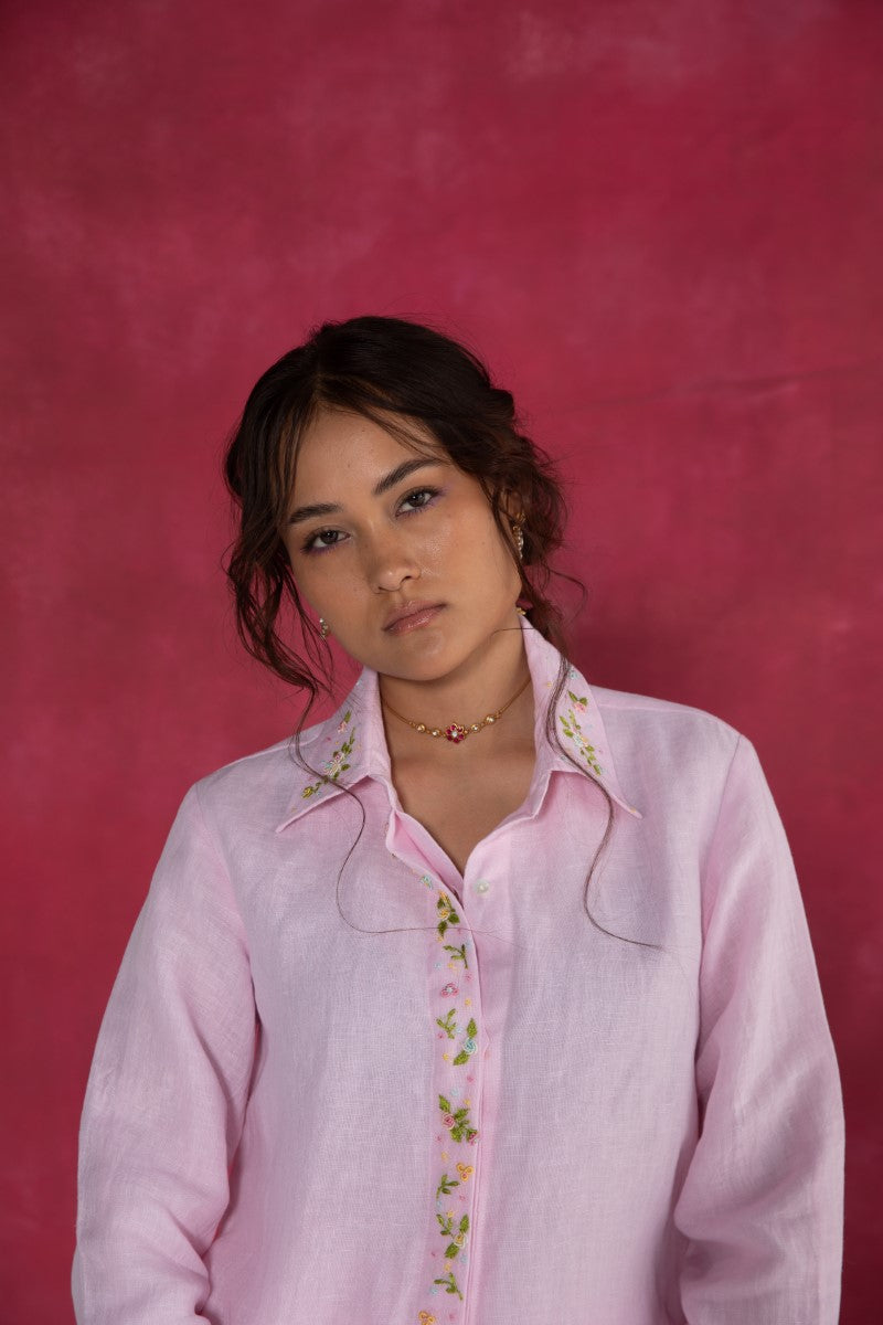 Pastel Pink Full Sleeves Shirt