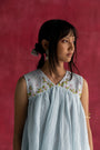 Pastel Blue Sleeveless Gathered Top