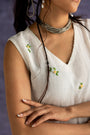 Ivory Ankle-Length Sleeveless A-Line Dress