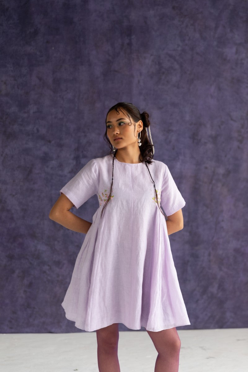 Lilac Linen Fabric Dress
