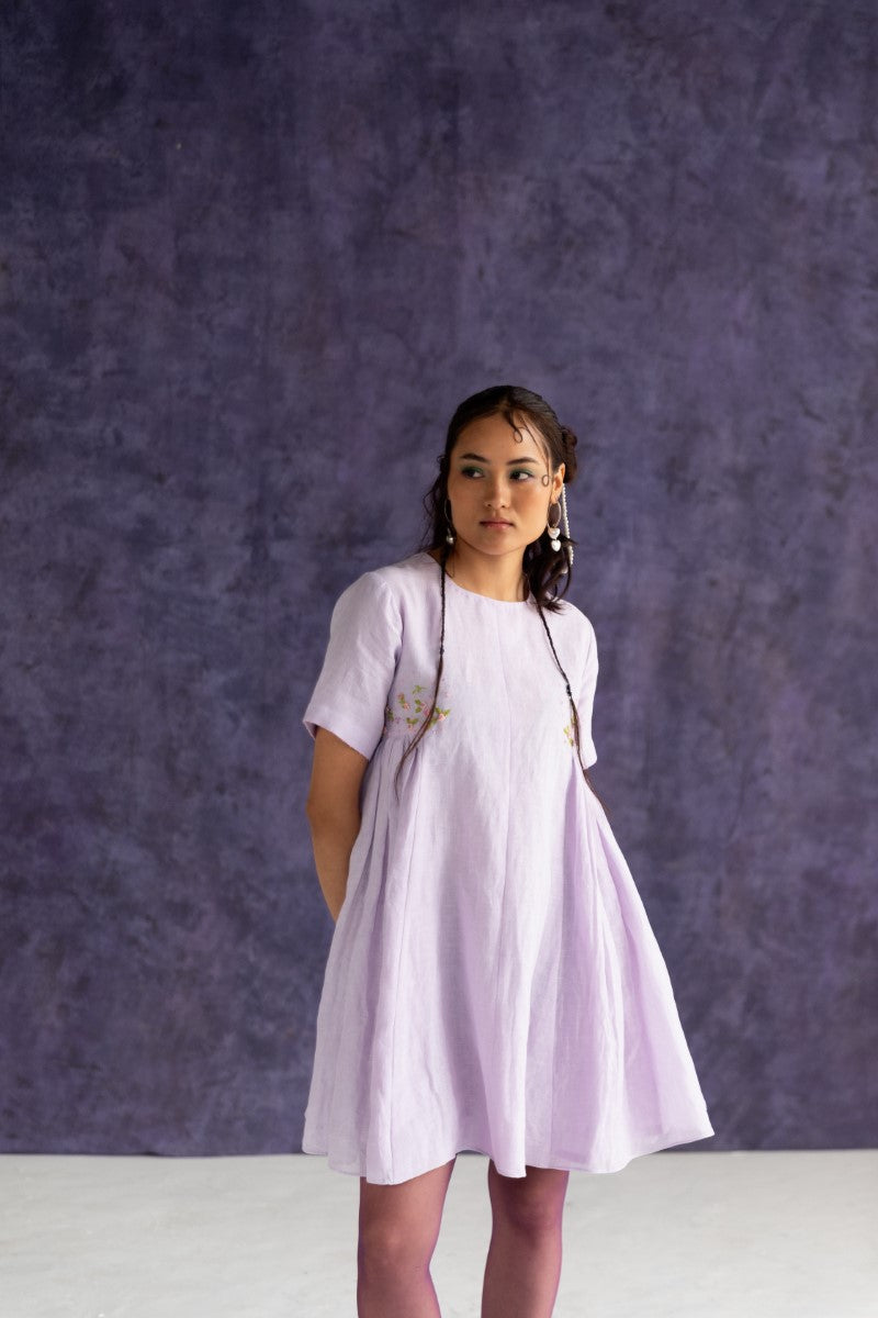 Lilac Linen Fabric Dress