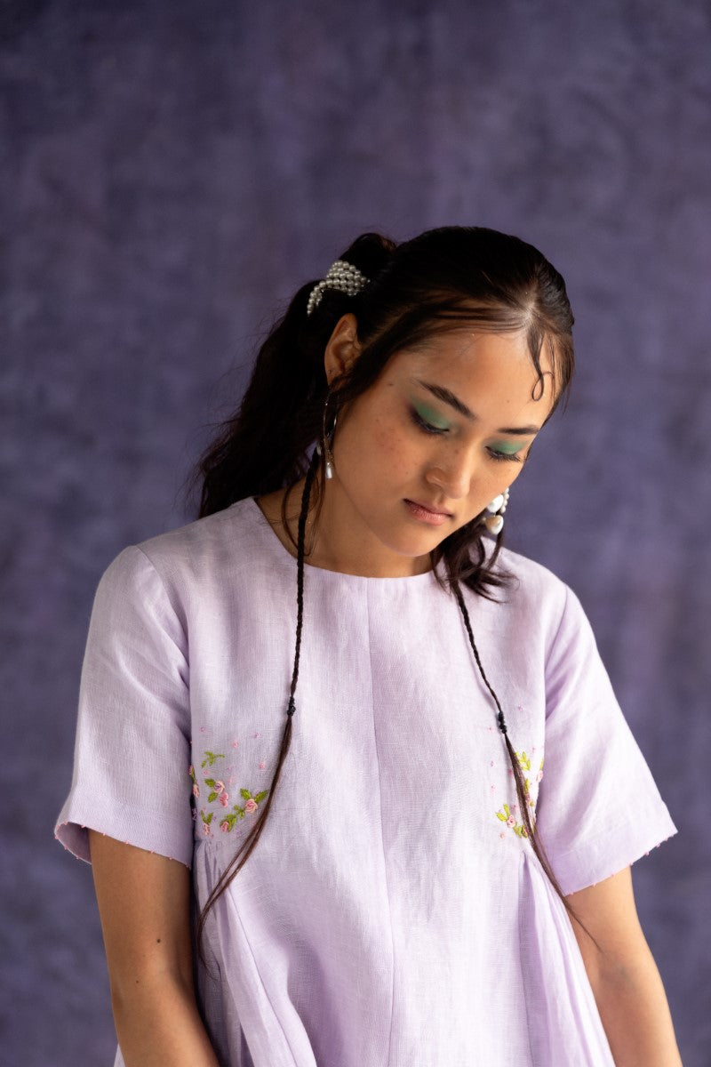 Lilac Linen Fabric Dress