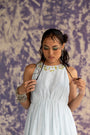 Pastel Blue Ankle-Length Sleeveless Tiered Dress