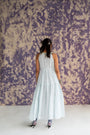 Pastel Blue Ankle-Length Sleeveless Tiered Dress