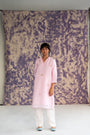 Pastel Pink Linen Fabric Kurta Set