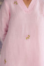 Pastel Pink Linen Fabric Kurta Set