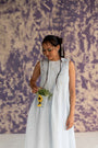 Pastel Blue Calf-Length Sleeveless Dress