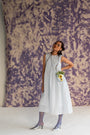 Pastel Blue Calf-Length Sleeveless Dress