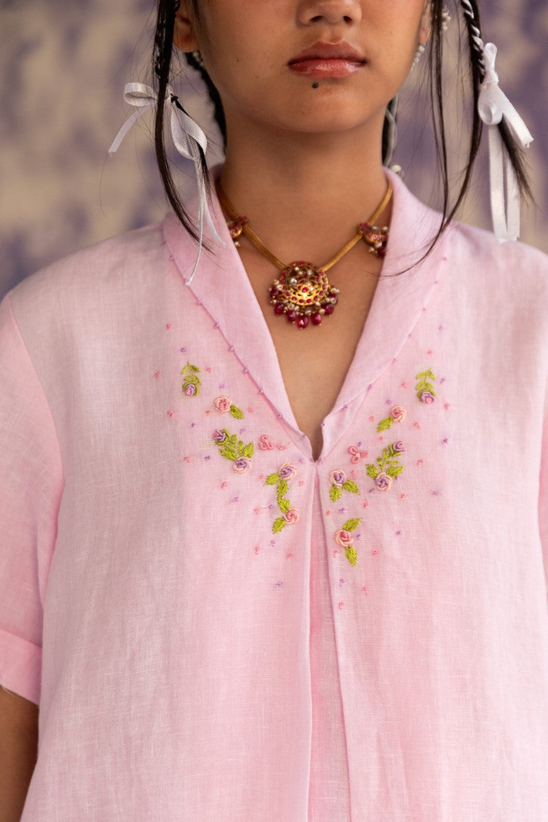 Pastel Pink Linen Dress