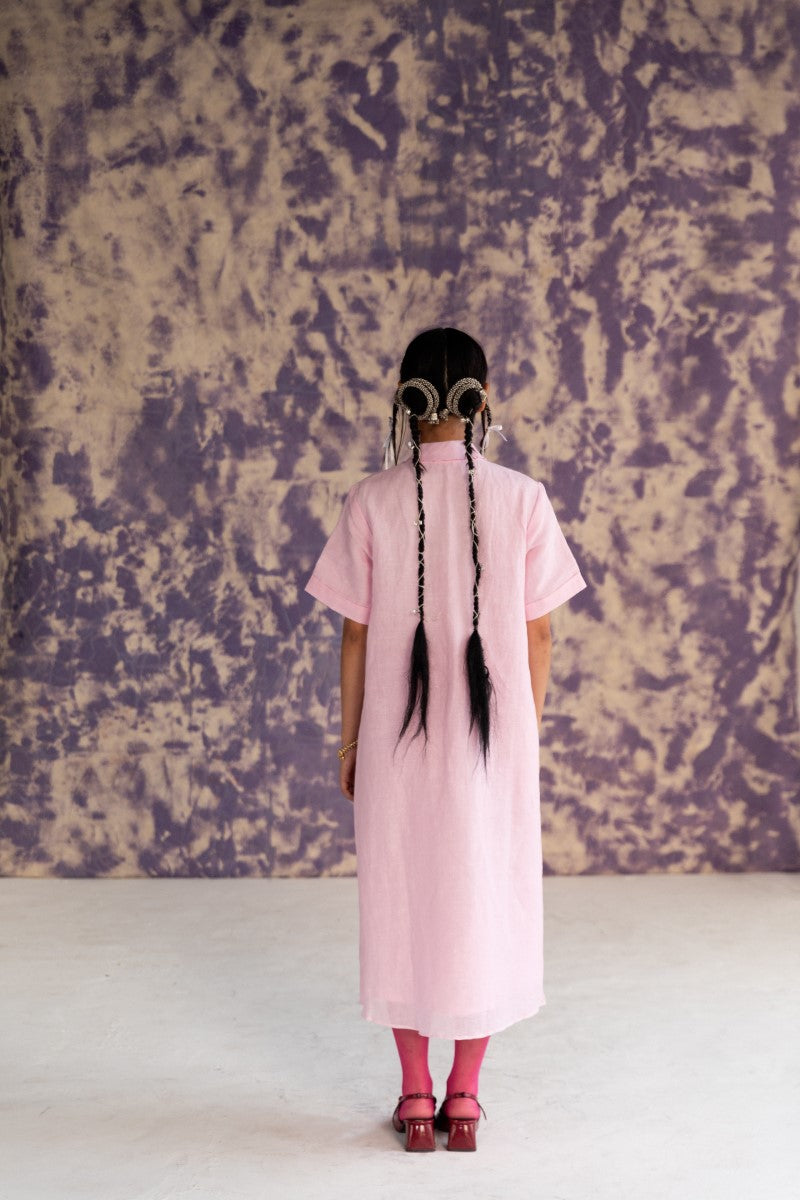 Pastel Pink Linen Dress