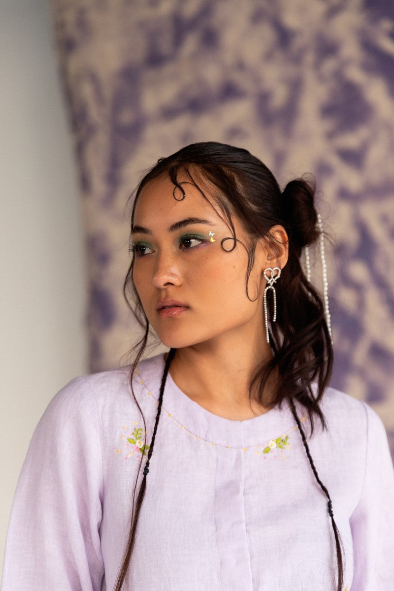Lilac Top In Breathable Linen Fabric