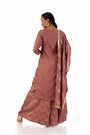 Mauve suit set with hand embroidered and hand  print kurta fully lined.