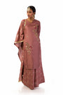 Mauve suit set with hand embroidered and hand  print kurta fully lined.