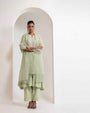 Chanderi Flared Kurta With Very Intricate Pearl Hand Embroidery