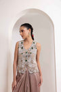 Heavily Embroidered Waistcoat With A Draped Skirt