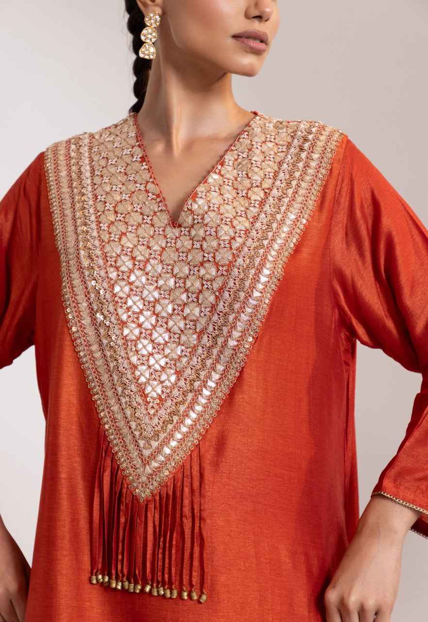 Hand Embroidered Kurta, Dupatta And Pant