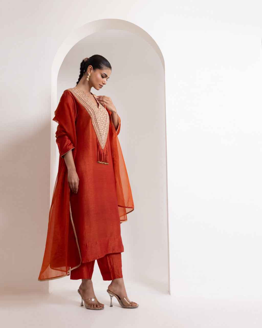 Hand Embroidered Kurta, Dupatta And Pant