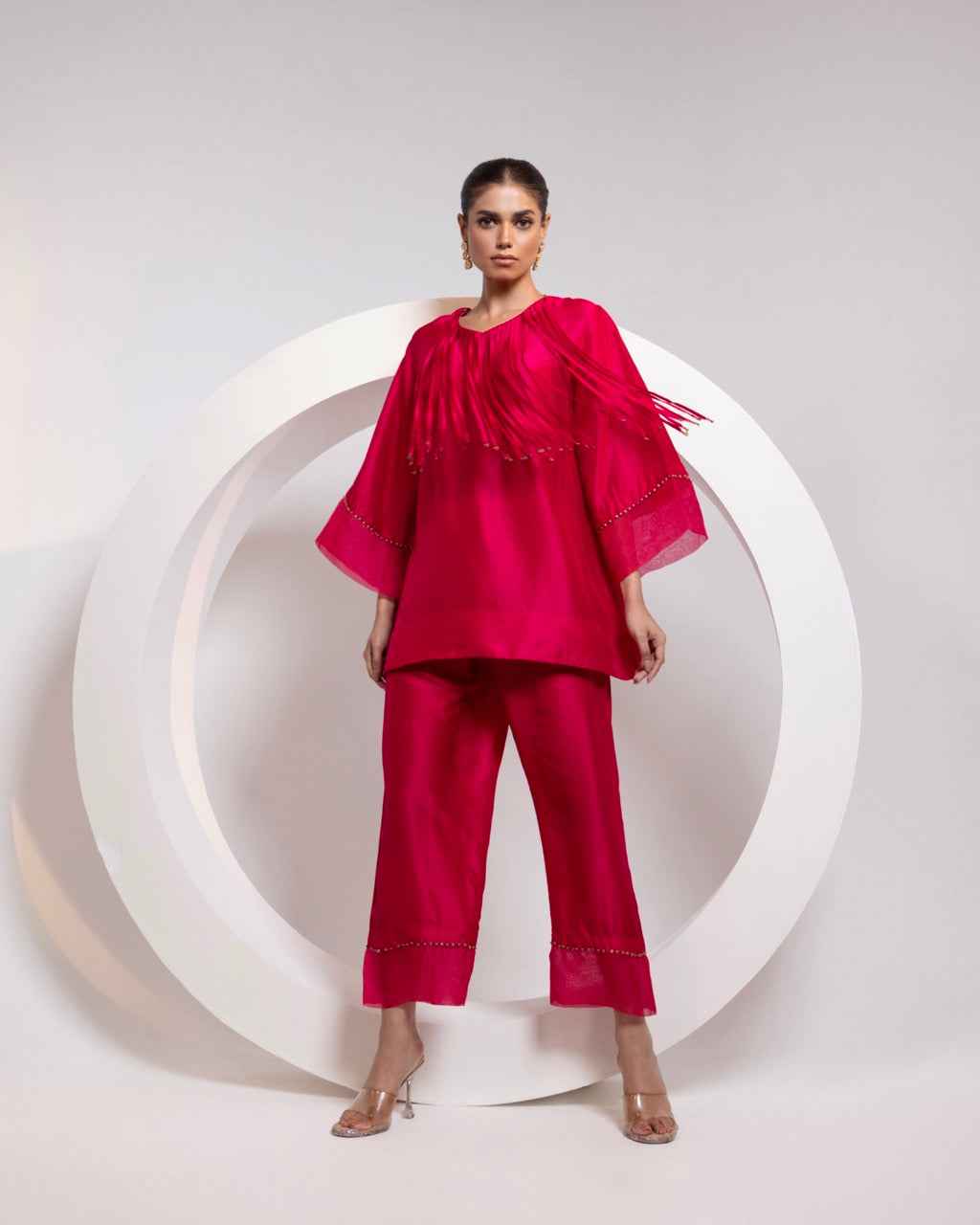 Silk A-Line Top With Metal Tassels